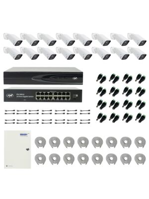 Pack NVR PNI House IP816 avec 16 caméras PNI IP740 4MP, source, commutateur, câbles, fiches et répartiteurs