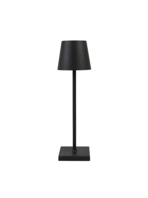 Lampe de table PNI noire, lumière chaude, avec batterie