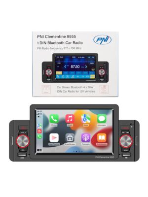 Lecteur MP5 de voiture PNI Clementine 9555 1DIN écran 5 pouces 4 x 50W, Bluetooth, radio FM, Carplay, fonction RDS