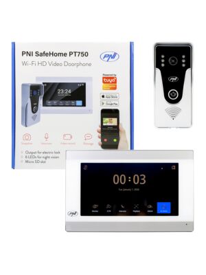 Interphone vidéo intelligent PNI SafeHome PT750 WiFi HD, P2P, moniteur intérieur, application dédiée Tuya Smart, intégration dans