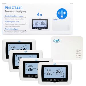 Thermostat intelligent PNI CT440 sans fil, avec WiFi, contrôle 4 zones via Internet, pour installations de chauffage, pompes, électrov