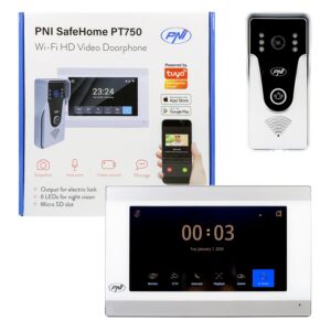 Interphone vidéo intelligent PNI SafeHome PT750 WiFi HD, P2P, moniteur intérieur, application dédiée Tuya Smart, intégration dans